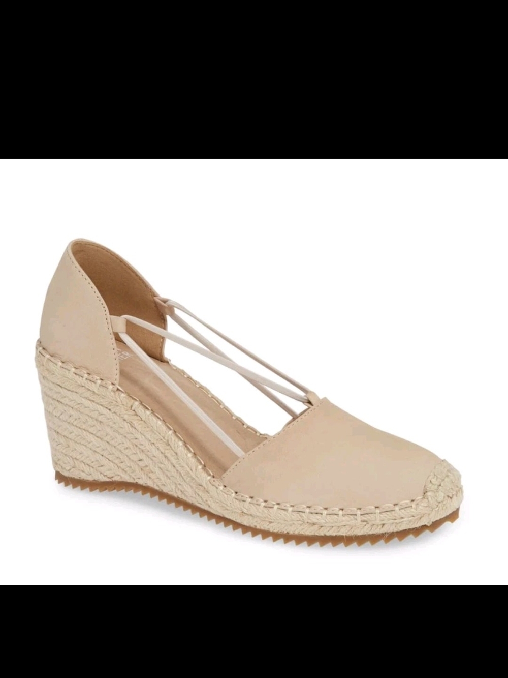 Eileen Fisher Tan Nude Leather Espadrille Wedge Sandals Size 8